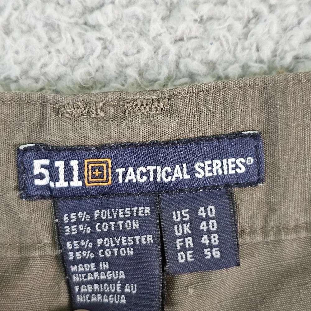 5.11 Tactical Cargo Shorts Mens 40 Green Ripstop Elastic Waist 10 Inseam Utility